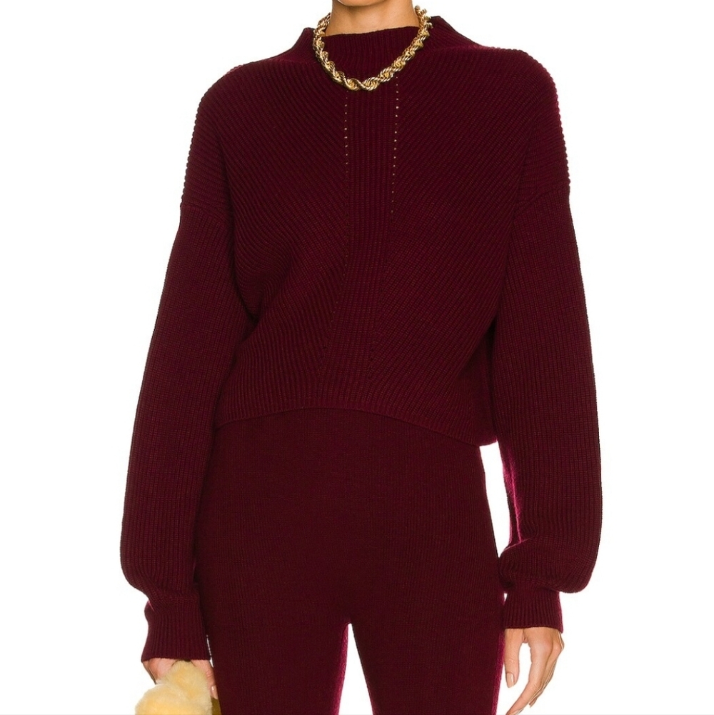 Le Ore Lodi Pointelle Knit Pullover Ruby Red Swea… - image 7